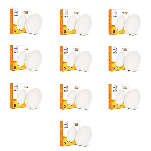 Image of wipro Garnet 16W Round LED Slim Plus Panel | Warmwhite Light(2700K)| Ultra-Slim Design | Aluminium Housing | Flicker Free Design | Recessed Down Light for False Ceiling |Cutout - 100mm |Pack of 10