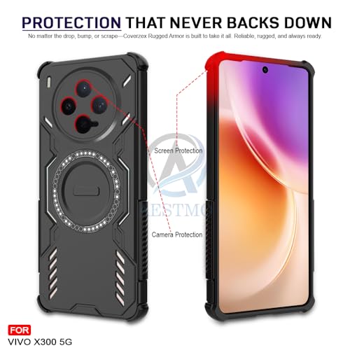 Image of AESTMO Back Case Cover for Vivo X300 5G | Magnetic Case with Built-in Metal Ring | Compatible with MagSafe Accessories | Shockproof Hybrid (PC + TPU, Black)