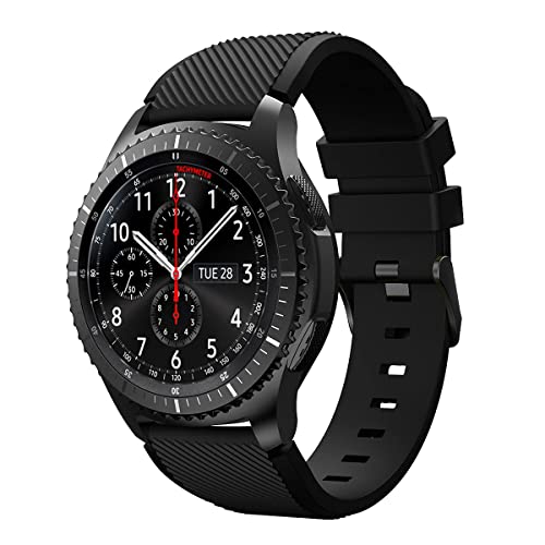 TOOLAIK 22mm watch Band Compatible for Samsung Galaxy Watch 3 45mm/Galaxy Watch 46mm Bands/Gear S3 Frontier/Classic, 22mm Soft Silicone Smart Watch Band Casual Strap for Women Men.