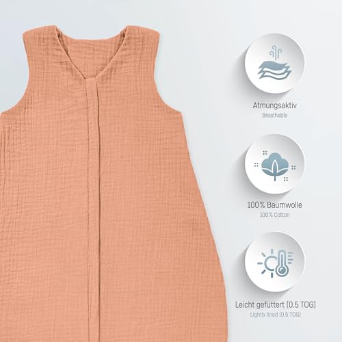 Julius Zöllner Musselin Sommerschlafsack dune, Größe 80 | aus weicher Musselin Baumwolle, sicher und schadstoffgepüft… – Ansicht 2