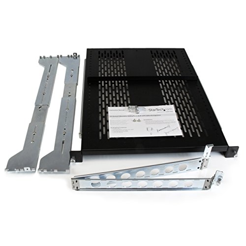 Image of StarTech.com 2U Vented Sliding Rack Shelf with Cable Management Arm and Adjustable Mount UNISLDSHF19M