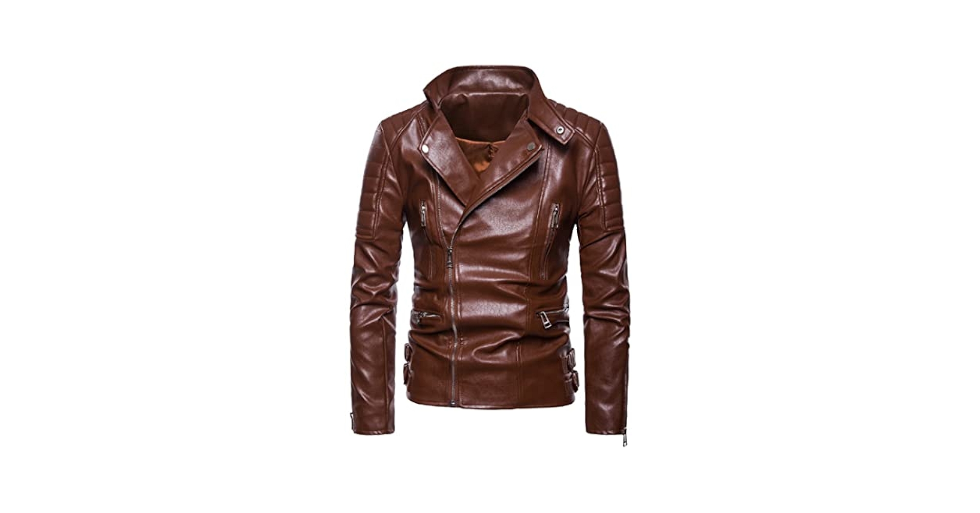 Wvapzxx Autumn Motorcycle Leather Jacket Men Zippers Biker