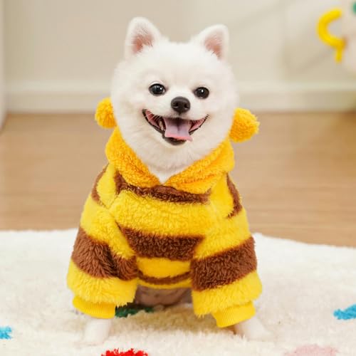 MYLLJBD Hundemantel Bienenkostüm mit Kapuzenpullover für Haustiere, Halloween-Kostüm und Kleidung für Katzen-Bienentransformation-S
