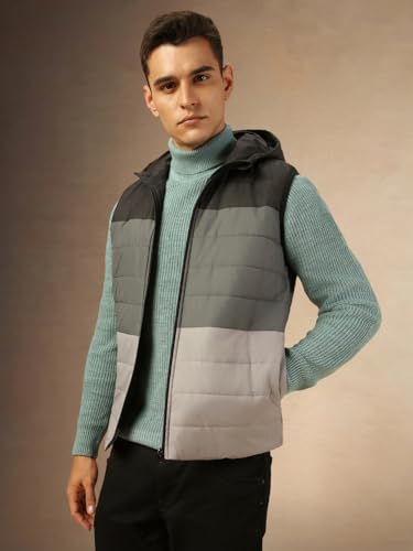 Image of Dennis Lingo Regular Fit Sleeveless Hooded Colorblock Men Jacket