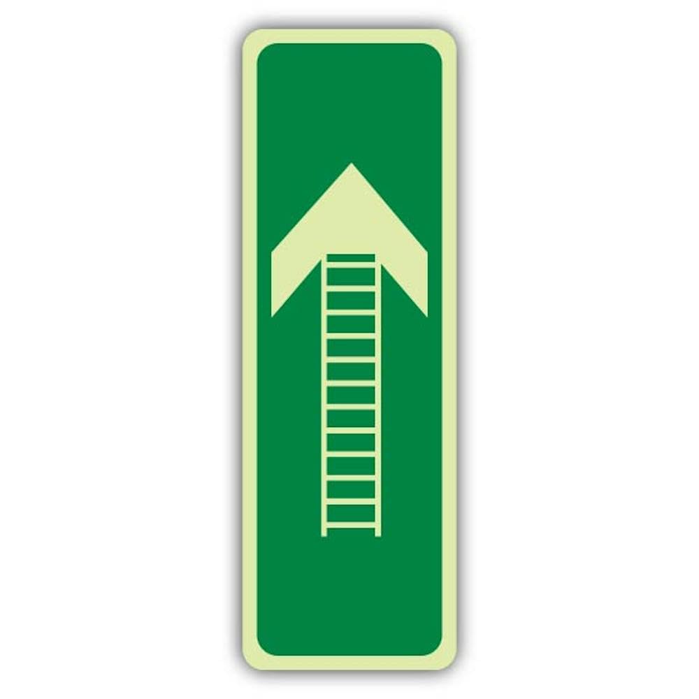 V Safety - Señal de seguridad que brilla en la oscuridad, 200 x 600 mm, vinilo autoadhesivo de triple brillo, señalización de seguridad contra incendios, fabricado en Gran Bretaña