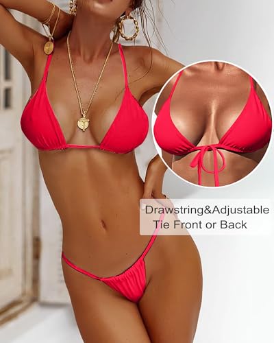 Image of XUNYU Thong Bikini Sets for Women - Brazilian Micro String Bikinis Sexy Two Piece Swimsuit Triangle Top Halter Bathing Suits