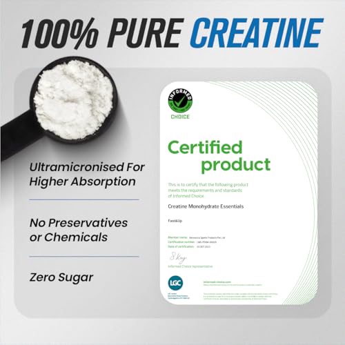 Image of Fast&Up Creatine Monohydrate - 100% Pure Micronized Powder | 3g Per Scoop | Supports Strength, Muscle & Performance | 100g | Orange Flavour| Lab-Tested