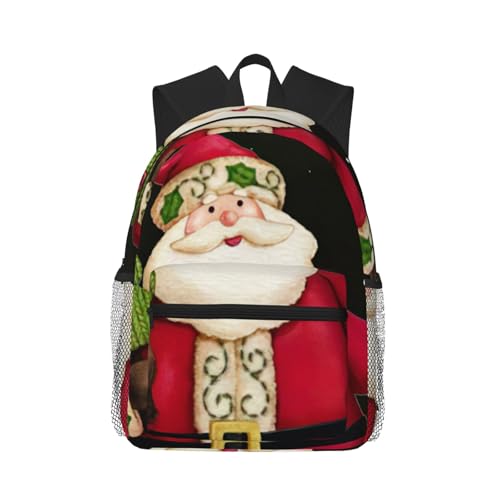 Sac à dos de voyage multifonction noir imprimé Merry Christmas style vintage