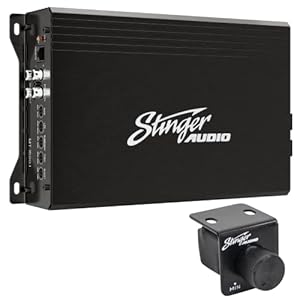 STINGER Audio MT15001 Monoblock 1500 Watt RMS Car Audio Subwoofer Amplifier with Remote Subwoofer Level Control Bass Knob, Class D, Hexfet Mosfet, Subsonic Filter, Low-Pass Filter, Bass Boost Q
