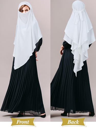 Geyoga Women's Muslim Prayer Hijab 2 Layers Islamic Hijab Cover Soft Lightweight Breathable Hijab Long Scarf2
