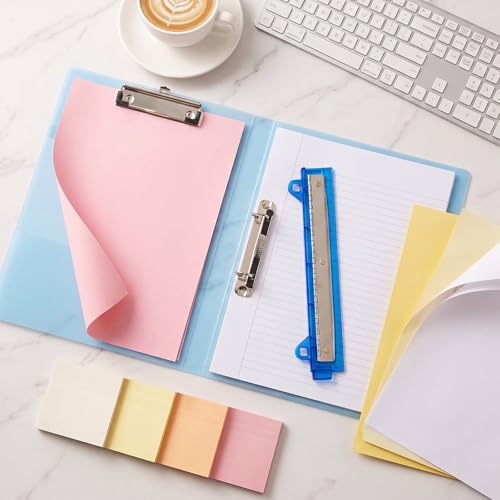 Image of 2 Pcs 3 Hole Puncher for Binder Portable 3 Hole Puncher for Ring Binders with 10 inch Ruler 5 Sheets Capacity for Office and School Supplies (Blue)
