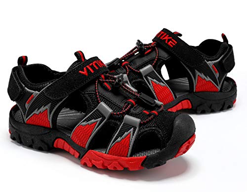 Image of JMFCHI Boys Girls Kids Closed Toe Sports Sandals Summer Water Shoes | Little /Big Kid,Comfortable lightweight,Non-slip soft sole,Hook-and-loop closure,Easy wear,Anti-collision toe,Daily casual