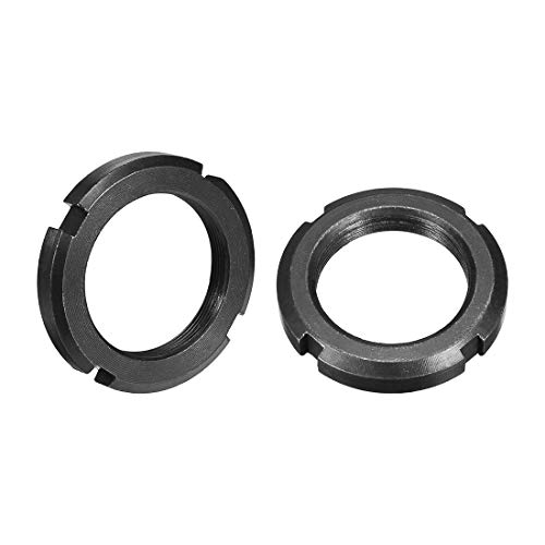 uxcell M42x1.5mm Fine Pitch Thread Retaining Four-Slot Slotted Round Nut, 2Pcs Carbon Steel Round Lock Nut for Various Rolling Bearings, Industrial Field, Black