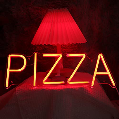 Image of Planzo Pizza LED Neon Sign Light Restaurant Coffee Shop Bar Wall Decor Red | Business Store Advertising, Window Display, Pub Kitchen Bedroom Kids Room Home Party Cool Wall Light Decor, 15.75 inchx5.55 inchUSB