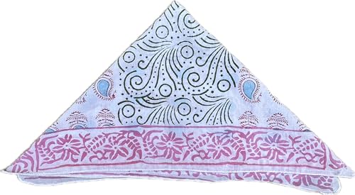 100% Handmade Hand Printed Cotton Bandana For Women - High Quality Hand Block Bandanas For Women - Unique Paisley Design Scarf, Premium Kerchiefs For Men and Women2