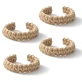 CHUQING Vorhang Raffhalter 4er Set Boho Gardinen Raffhalter für Vorhänge aus Seil Gardinenzubehör für Vintage Vorhänge Natur