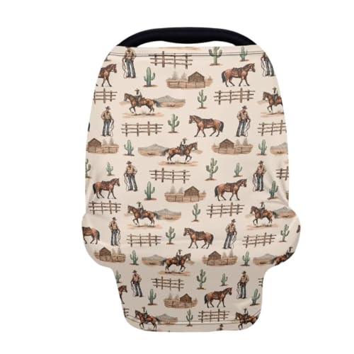 Image of Coldinair Cowboy Stretchy Baby Car Seat Covers for Boys Girls,Soft and Comfortable,Multiuse for Nursing Breastfeeding Covers,Shopping Cart /High Chair /Stroller Covers,Scarff