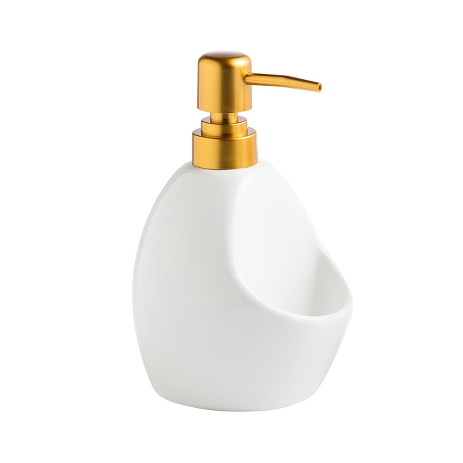 Yuue White Empty Barthroom And Dish Refillable Dishwashing Liquid Dispenser For Kitchen Sink Soap With Gold Pump Decor For Counter(White)