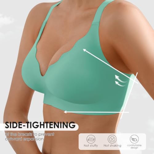 Image of Seamless Wireless Bra for Women with Support - No Underwire Full Coverage Push Up Comfort Bras - Back Fat Smoothing Bralettes