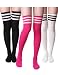 Haslra Women's Over the Knee High Socks,TRIPLE ST. MIX4-3pair,M (Shoe size 5-9)