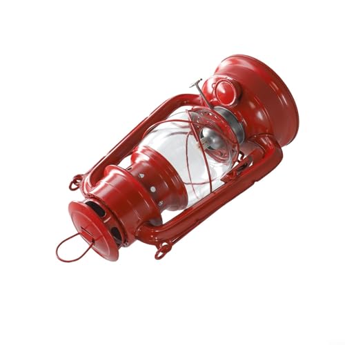 Retro Kerosin-Lampen, Vintage-Öllampe mit Griff, Öllampe, Tischlaternen für Haus, Garten, Camping (rot, 25 cm)