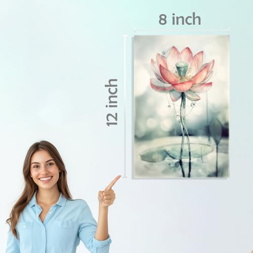 Image of SiddArtify Lotus Flower Wall Art Prints Set - Watercolor Floral Poster Decor for Living Room Bedroom Office - 8x12 Sticker Pack of 6