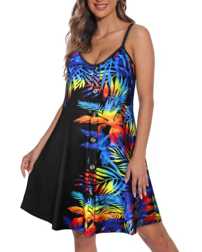 Image of JOELLYUS Summer Dresses for Women Spaghetti Strap Button Down Casual Sundress Beach Cover Up Dress with Pockets 2026