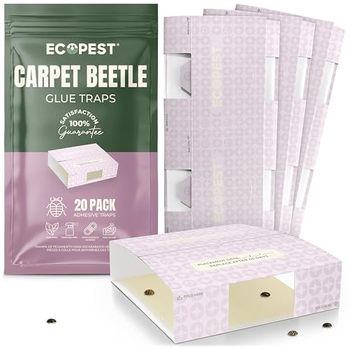 Carpet Beetle Traps – 20 Pack | Sticky Indoor Glue Boards for Carpet Beetles, Larvae & Other...