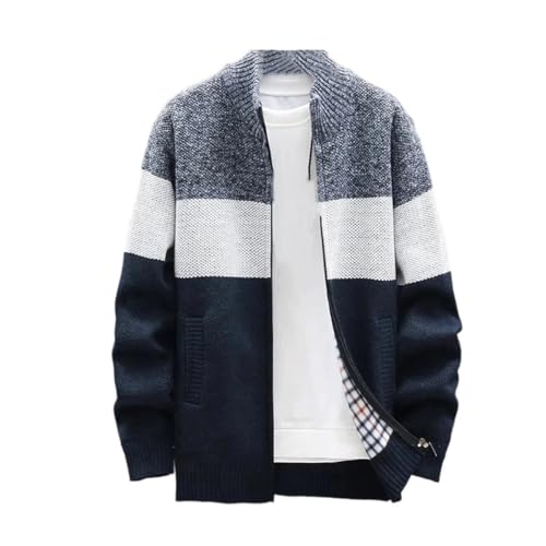 Cardigan tricoté pour homme Kelsiop à col montant rayé et fermeture éclair