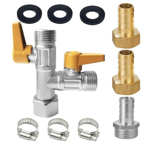 Image of RV Winterizing Kit, 3 /8 inch Hose Barb Copper Nickel Plated T-shaped 3-Way by-Pass Switch Valve Replacement Kit,with 3 Black Washers and 3 Clamps