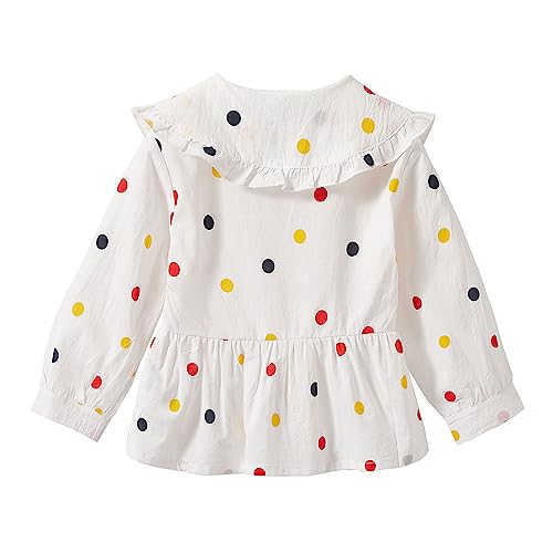 Image of Mud Kingdom Girls Blouse Shirts Spring Fall Long Sleeve Button-Down Top Ruffle Collar