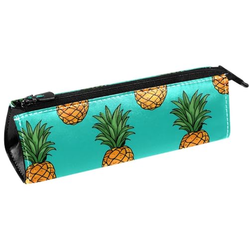 Astuccio estetico Scatola di matite Ananas su sfondo Piccolo astuccio per verde giallo