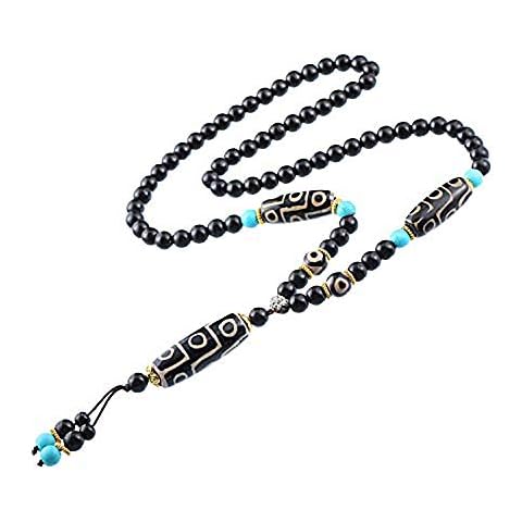 ZenBless Prime Fengshui Protective Natural Black White Tibetan 9 Eye Dzi Beads Necklace Amulet Attract Positive Energy and Good Luck Cover