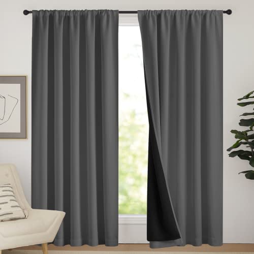 NICETOWN Blackout Curtain Panels - Thermal Insulated, Noise Reducing, 100% Darkening (Navy, 52x72 Inch, 2 Panels)