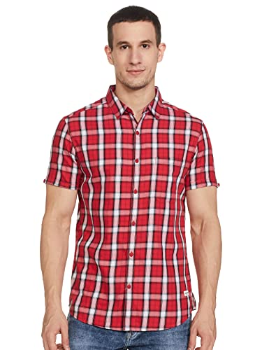 Image of Spykar Men's Checked Slim Fit Shirt