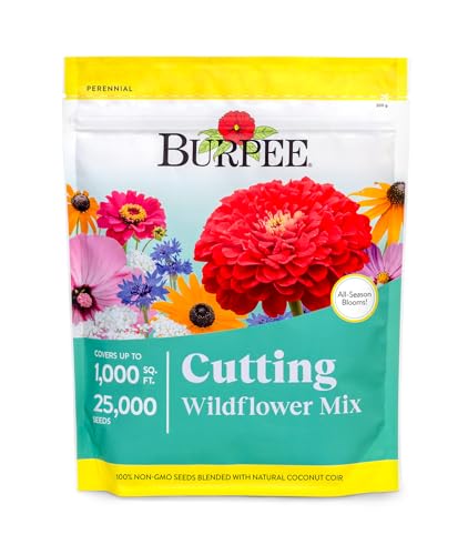 Burpee Wildflower Seeds Cutting Mix | 25,000 Bulk Seeds, Multi, 1 Bag | 15 Varieties of Non-GMO Flowers | Perennial Wildflower Mix | Covers 1,000 Sq. Ft.