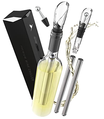 Produktfoto von Weinkühlstab 4er Set aus Edelstahl mit Ausgießer - Ideales Weinzubehör Geschenk für Weinliebhaber I Weinkühler Set&hellip;