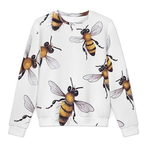 Funny Bees Print Loose Fitting Pullover Sweater Soft, Warm, and Comfortable3