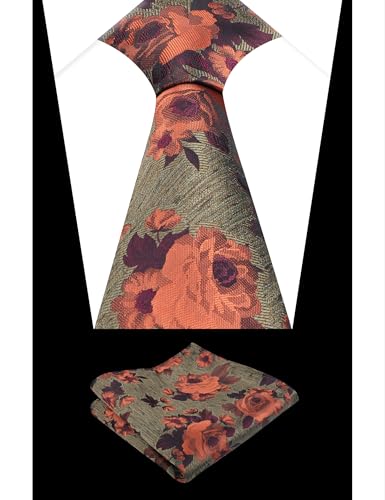 Image of Alizeal Mens 3.15'' Colorful Flower Pattern and handkerchief Necktie Set