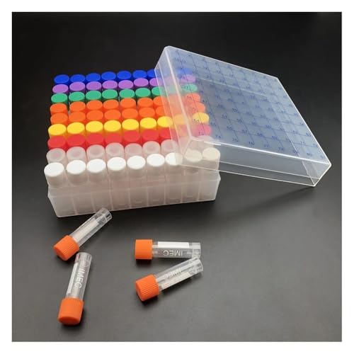 Tubes en plastique 8 ml et boîte à code treillis 81 pièces