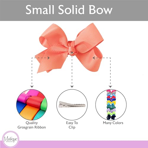 Image of Small Solid Bow for Girls - Set of 12 (Peach)