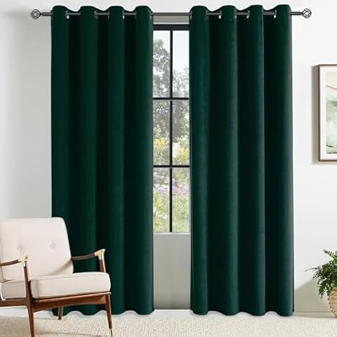 CUCRAF Velvet Blackout Curtains - Dark Green Cover