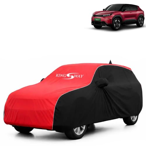 Image of KINGSWAY Super Waterproof Car Cover Only with Urban Cruiser Ebella (Year 2026 Onwards) | Mirror and Antenna Pockets | All Weather Car Body Cover with Silver Piping | Black Red