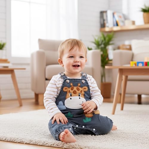 Image of Baby Boy Clothes Newborn Long Sleeve Romper Cartoon Animal Jeans Suspender Overalls Jumpsuit Fall Outfits 0-18 Months