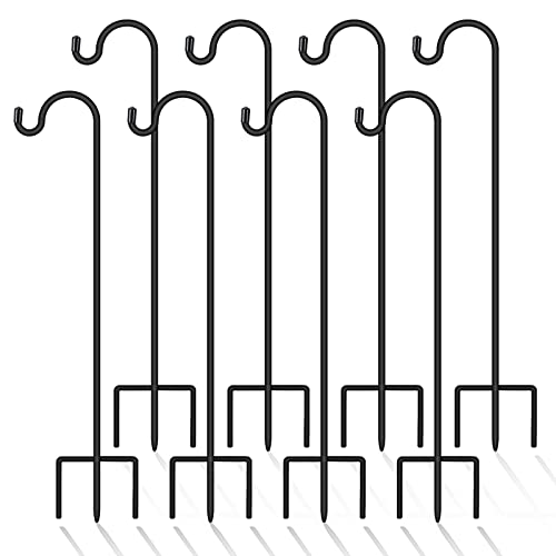 FEED GARDEN Paquete de 8 ganchos de pastores de 48 pulgadas de diámetro ajustable para comederos de pájaros, faroles, luces solares, decoración de bodas (color negro mate) Cover