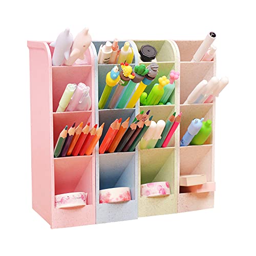 Keboyoe 4 Piezas Portalápices Multifuncional Organizador Escritorio para Lápices Organizador de Escritorios para Niños Organizador y Almacenamiento de Lápices Para Escuela de Oficinas (4 Colores) Cover
