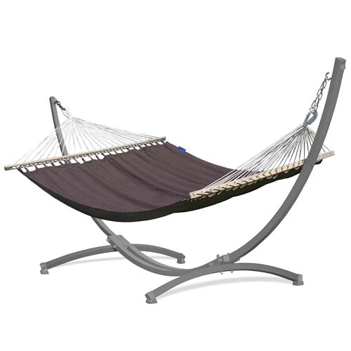 Potenza Hamaca exterior con estructura para 2 personas, 100% algodón, 215 x 140, 160 kg, estructura de hamaca de 220 kg, resistente a la intemperie