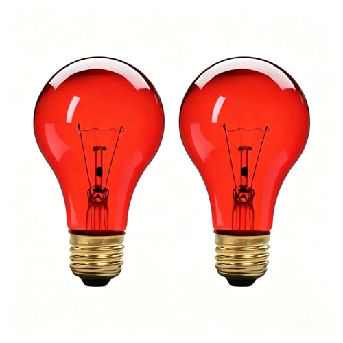 FMLAD Red 75W Incandescent Light Bulbs E26 A19 Vintage Clear Glass Incandescent Filament Bulb for Home (2pack)