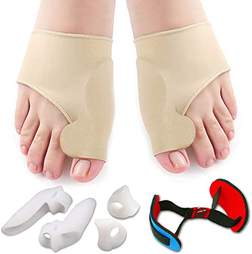 ELECDON Bunion Corrector Bunion Relief Protector Sleeves Kit Treat Pain in Hallux Valgus Big Toe Joint Hammer Toe Toe Separators Spacers Straighteners Splint for Women and men