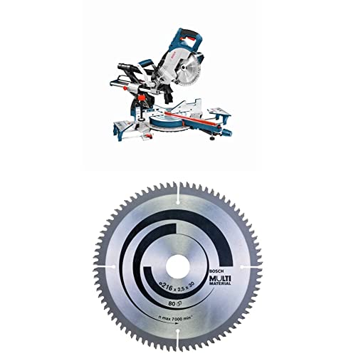 Bosch Professional GCM 8 SJL Troncatrice Radiale + 2608640447 Lama Circolare, Multi-Material, 216 x 30 80D